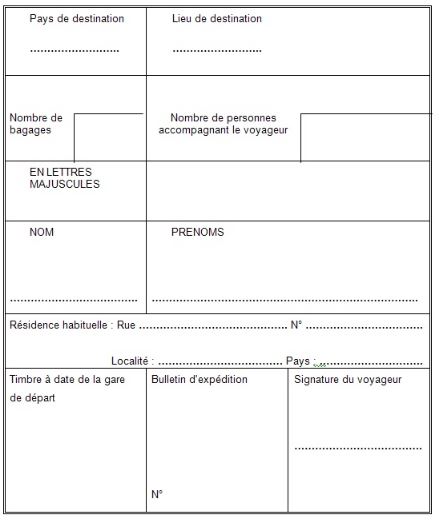 Déclaration en douane pour bagages enregistrés
